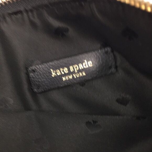 Kate Spade New York Black White Library Stripe Triple Gusset Clutch Makeup Pouch - Picture 12 of 16